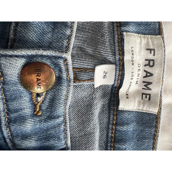 Frame Denim Le Nouveau Straight Womens Size 26 Jeans Frayed Hem Lt Wash Ankle - Picture 3 of 12